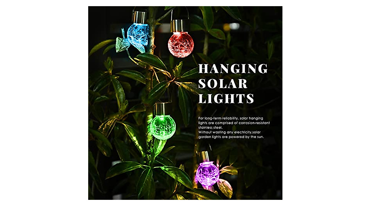 SOLPEX Hanging Solar Lights - 8 Pack Color-Changing Outdoor Globe Lights
