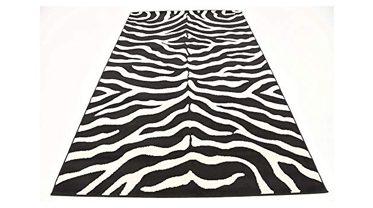Wildlife Collection Zebra Rug - 5x8 ft Black/Ivory | Safari-Inspired Decor