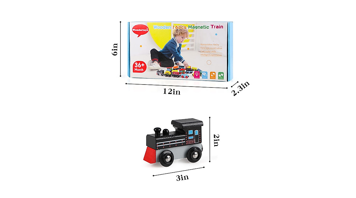 Shop the Wondertoys Wooden Train Set - 16 PCS Magnetic Fun