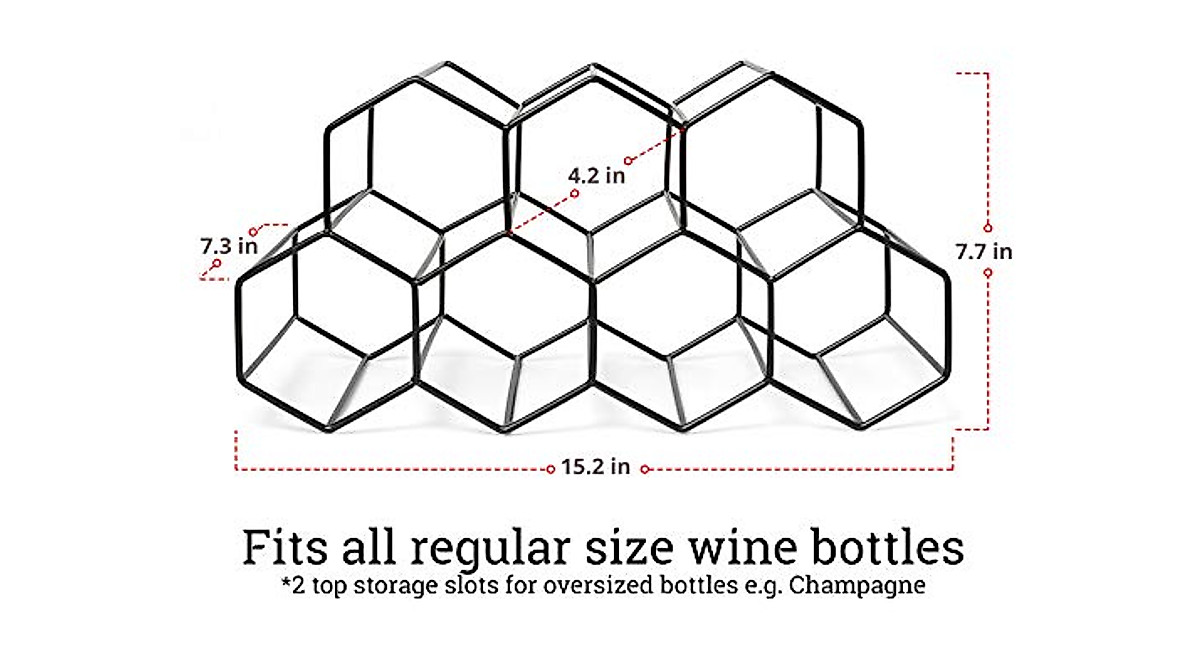 Modern Black 9-Bottle Wine Rack - No Assembly Required