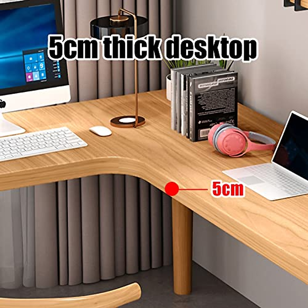 L-Shaped Pine Computer Desk with Office Chair – Industrial Style