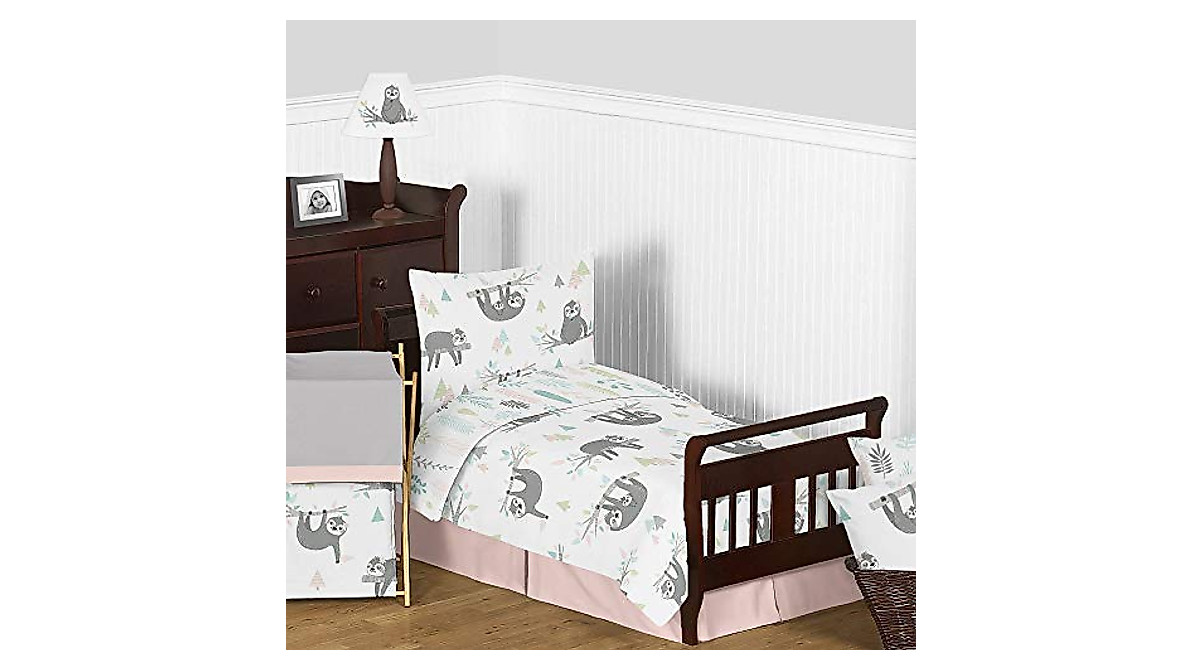 Sweet Jojo Designs Pink & Grey Jungle Sloth Laundry Hamper