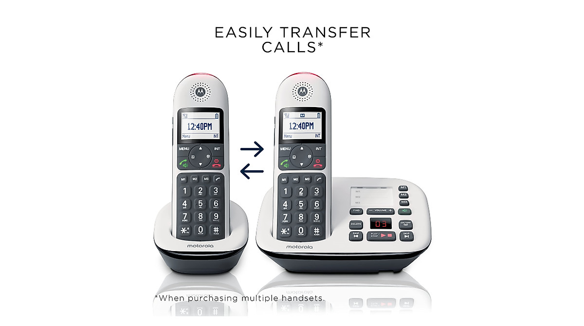 Motorola CD5013 Cordless Phone System with 3 Handsets and Hearing Aid ...