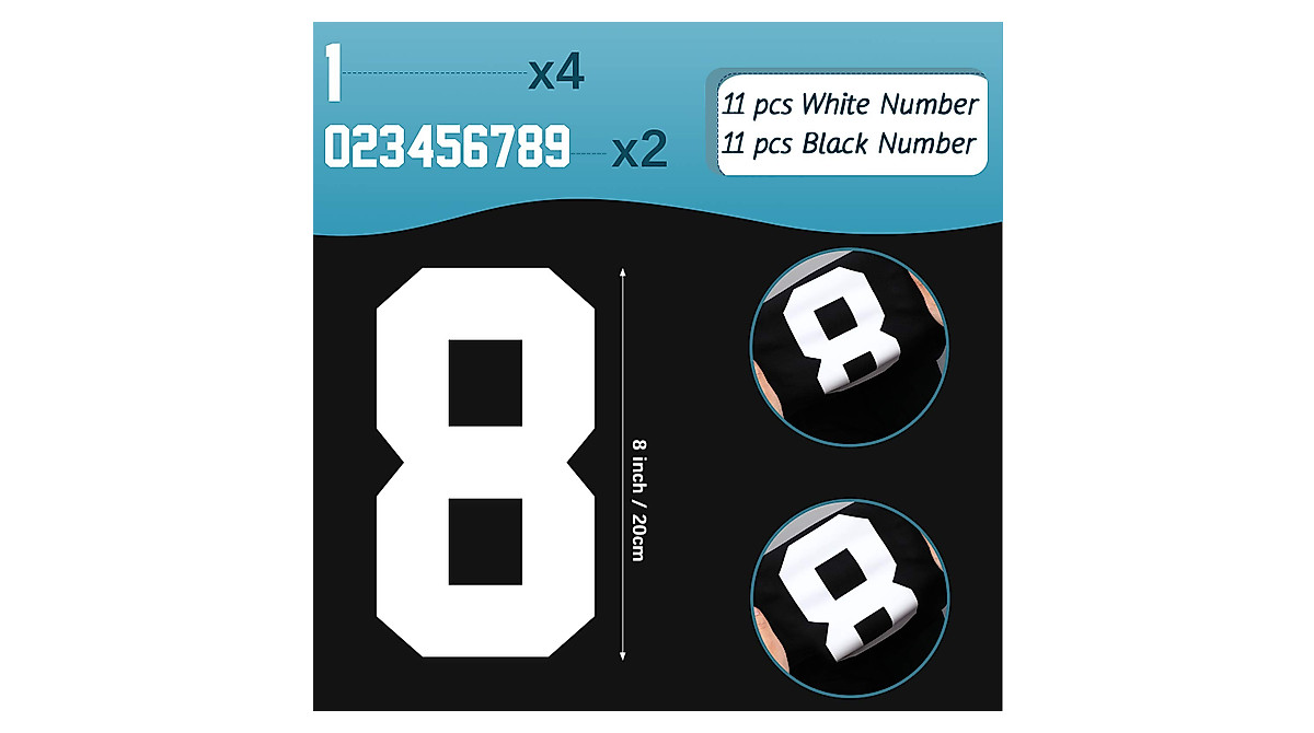22 Pieces Iron on Numbers for Custom Team Jerseys
