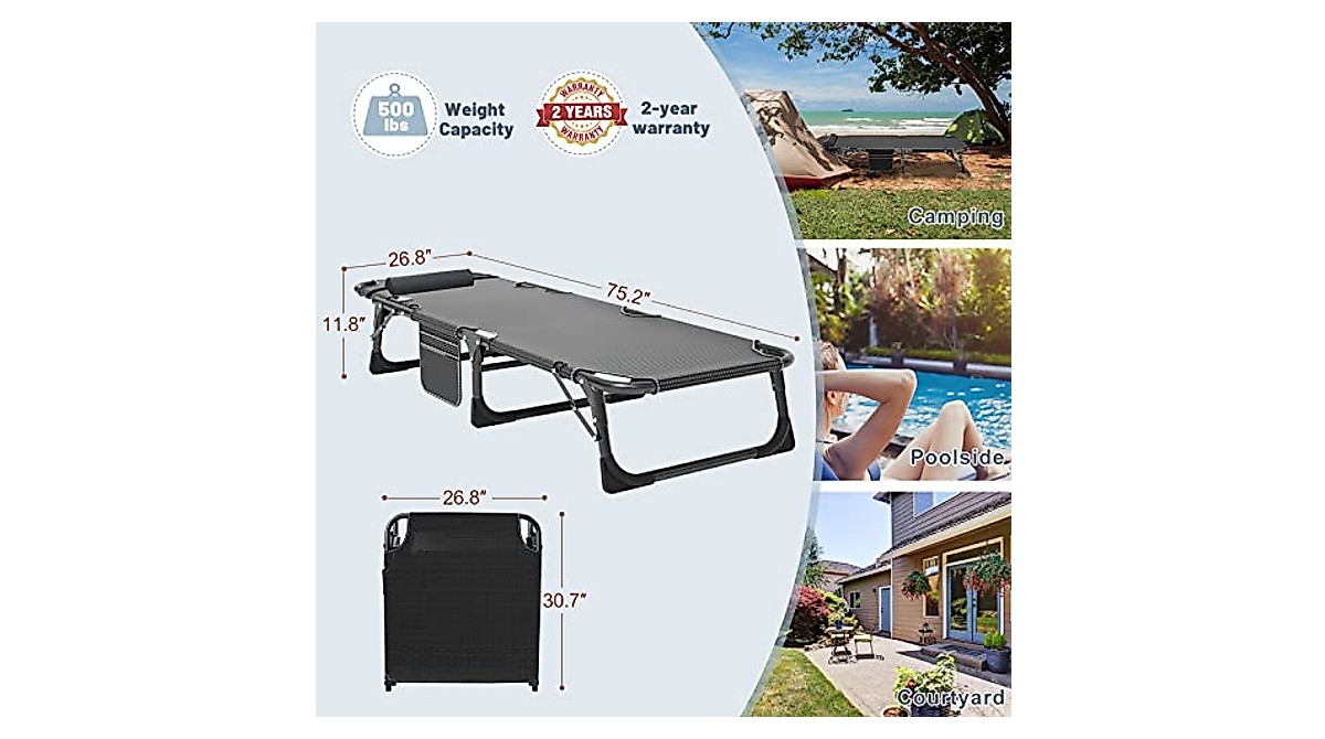 Slsy Portable 5-Position Folding Lounge Chair for Adults