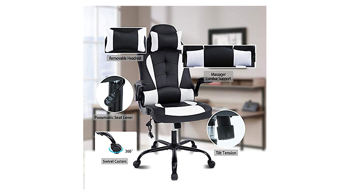 HCB Ergonomic Office Chair with Massager - High Back Gaming