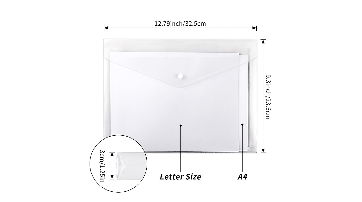 EOOUT 12pcs Clear Plastic Envelopes | Waterproof Expandable File Folders