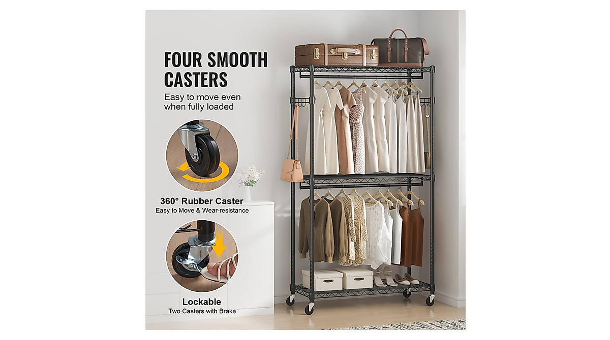 VEVOR Heavy Duty Clothes Rack – Adjustable & Durable