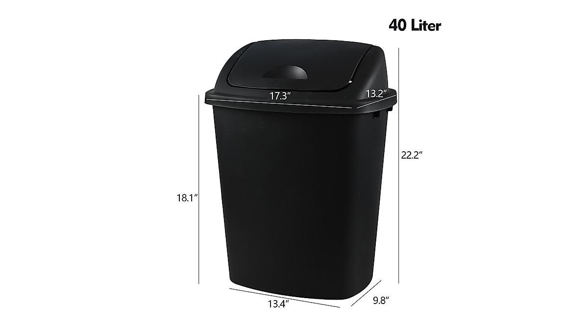 Obstnny 10 Gallon Swing Top Garbage Cans - Set of 4 Black