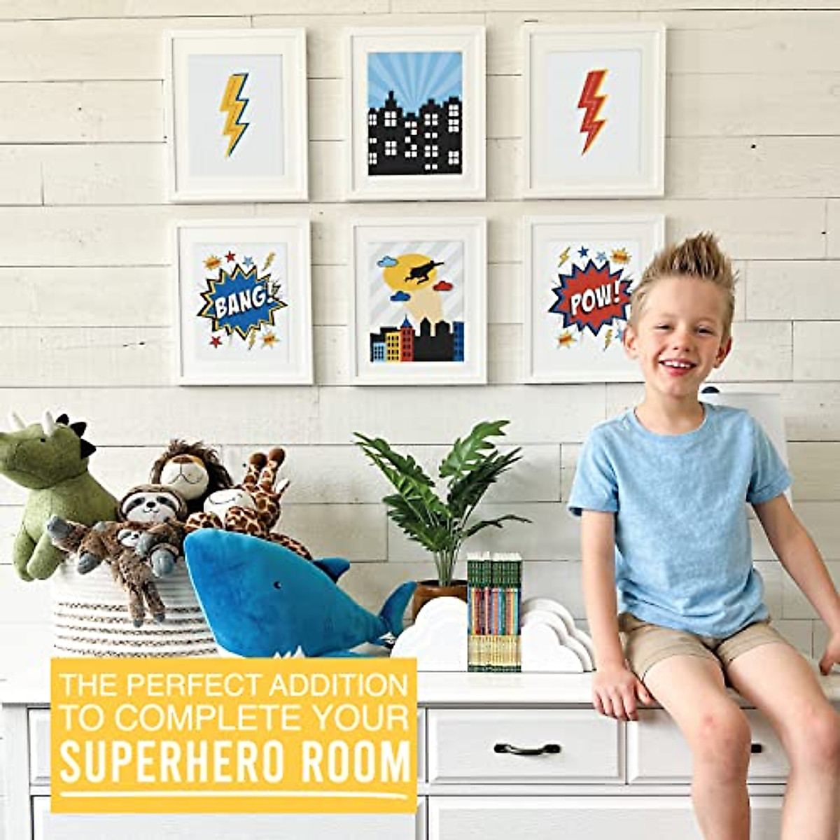 Superhero Wall Decor Prints for Boys - Reversible 8x10 Posters