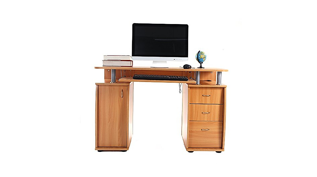 XYZTech 45 Inch Office & Home Computer Desk with Storage & Keyboard Tray