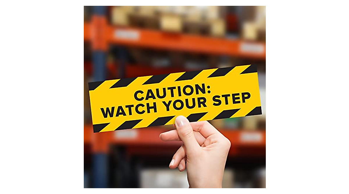 Caution Watch Your Step Stickers Pack of 2 | Workplace Safety Signs