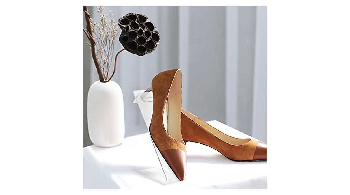 Mikikit Acrylic Shoe Display Rack - Elegant 2-Pack Shoe Stands