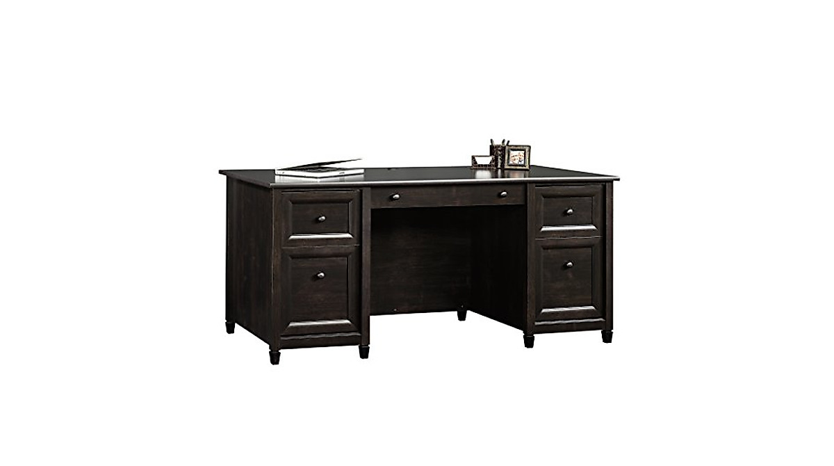 Sauder Edge Water Executive Desk in Estate Black | Stylish &amp; Spacious