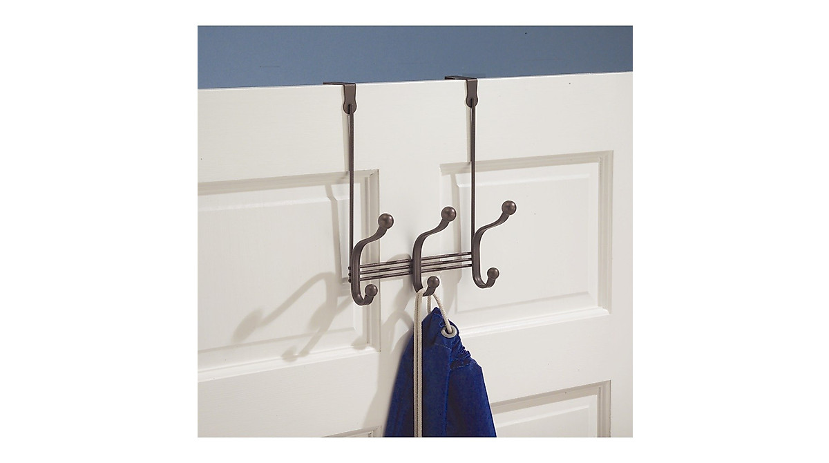 Perchero De Pared O Puerta IDesign York - 5 Ganchos De Aleación De Aluminio, Color Negro, Soporta 22 Lbs