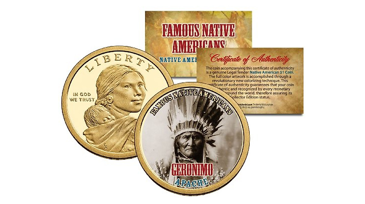 Geronimo Sacagawea Dollar Coin - Colorized Collectible