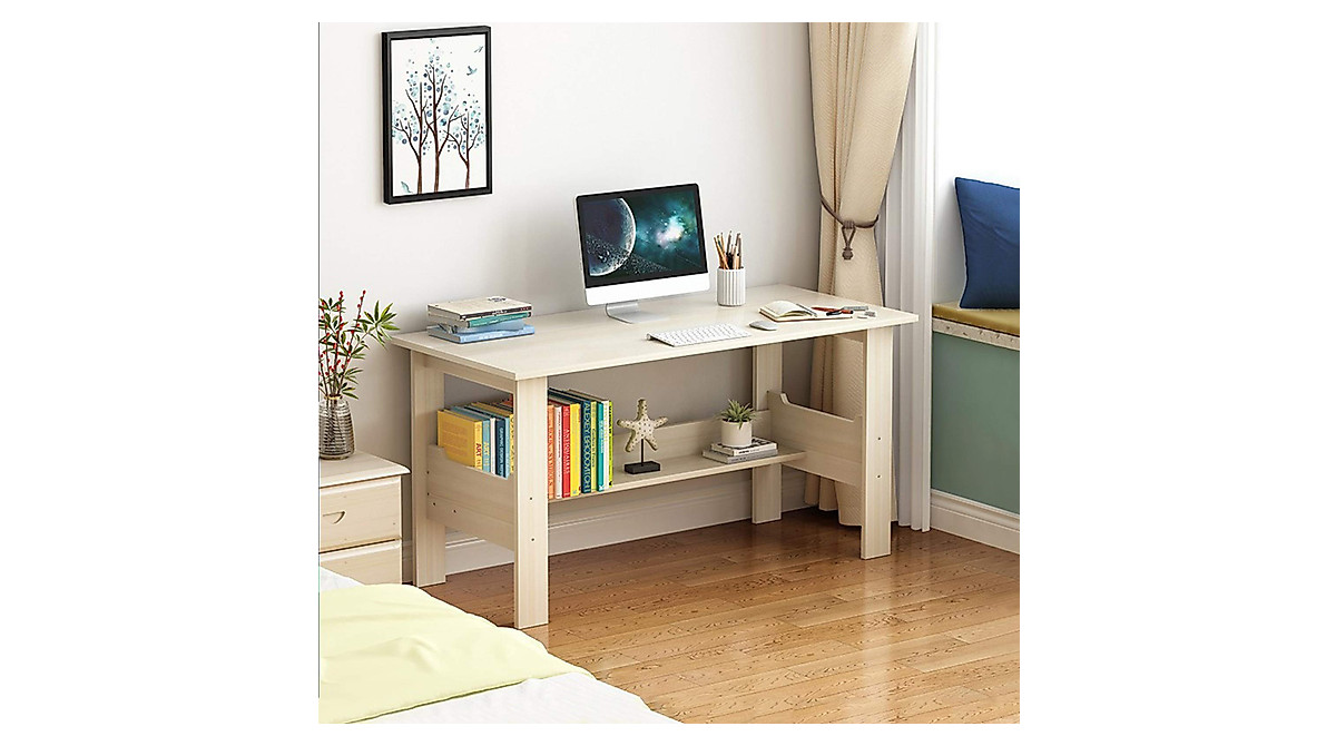 White Home Office Computer Desk - Study & Gaming Table