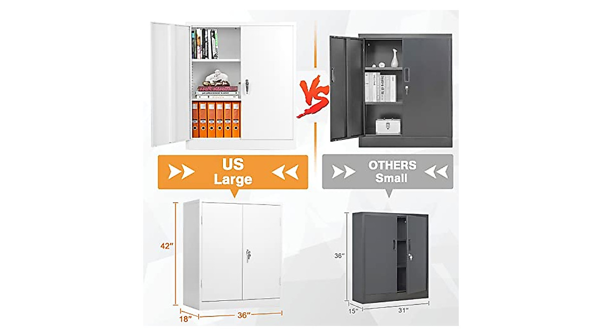 Pataku Lockable Metal Storage Cabinet for Office & Home - Secure Steel ...