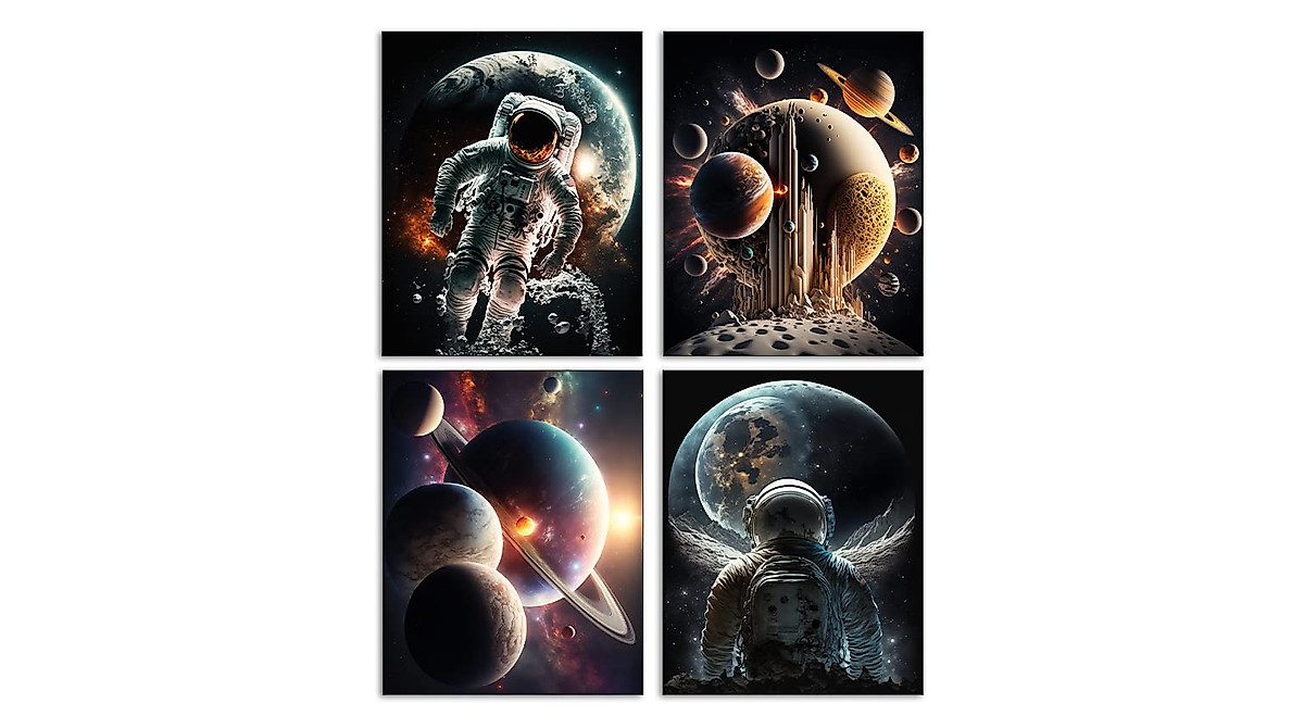 Galaxy Space Posters Set of 4 for Kids' Rooms - Nilem Design