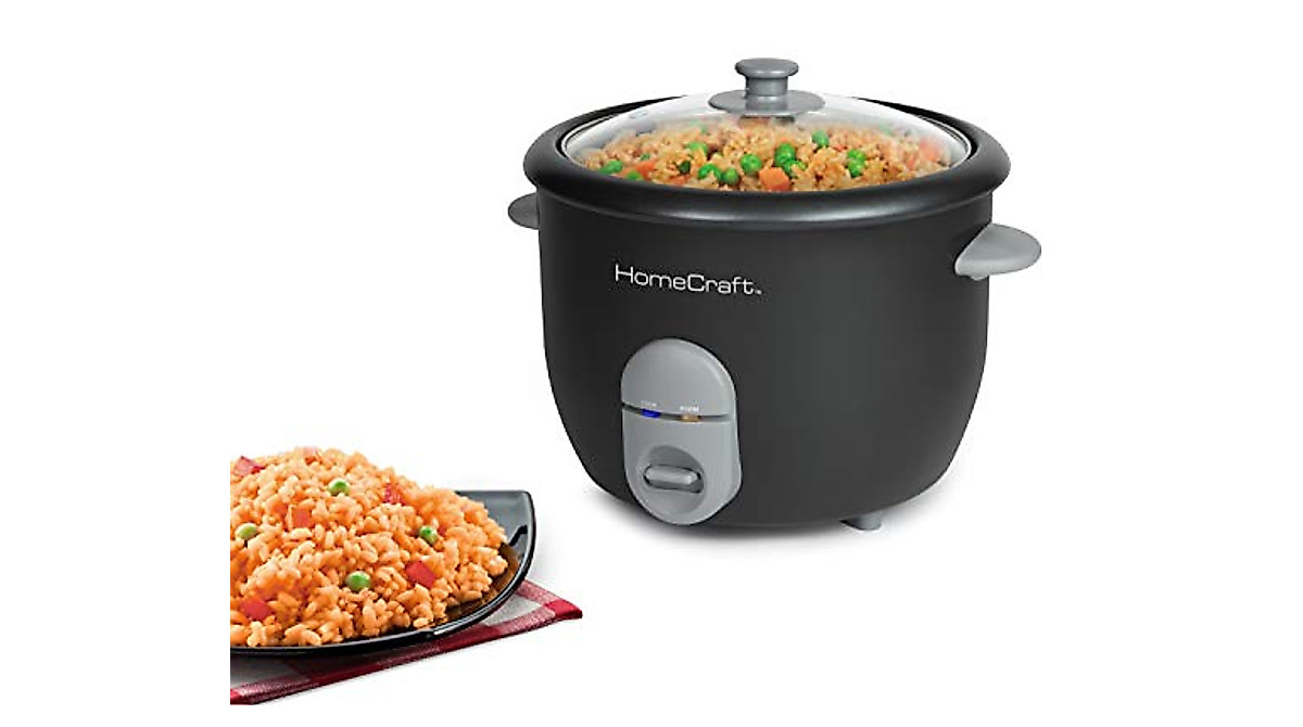 HomeCraft 16-Cup Rice Cooker & Food Steamer with One Touch Operation