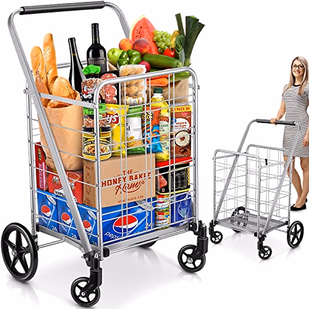 Jumbo Folding Shopping Cart - Versatile 156L Utility Cart for Groceries