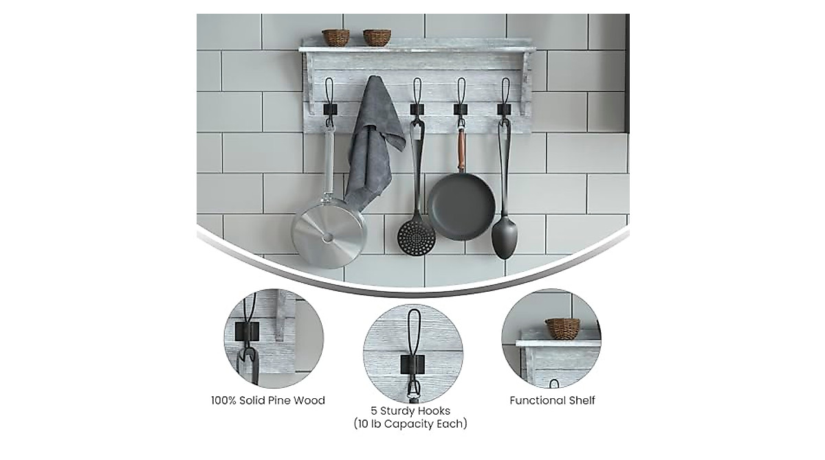 Flash Furniture Wall Rack - Stylish Storage Solution