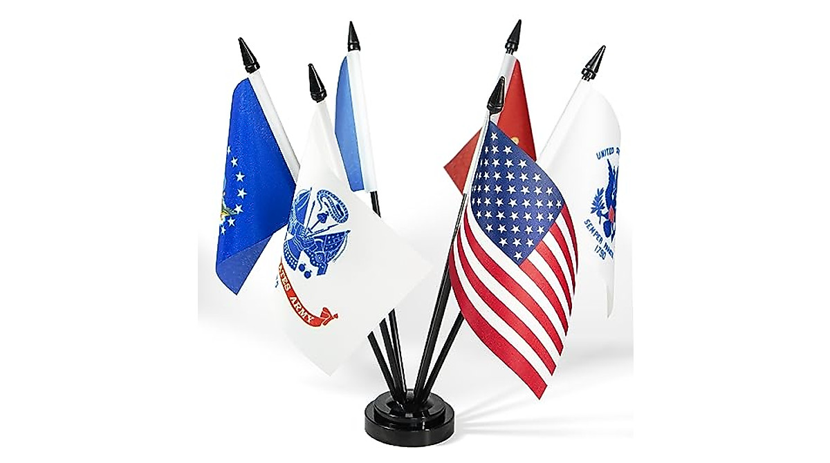 Anley USA Armed Service Desk Flags Set - Vivid & Durable