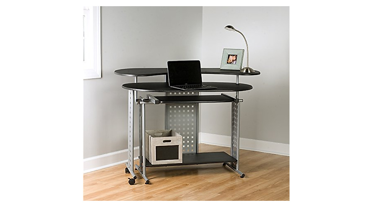 OneSpace Regallo Expandable L Computer Desk in Black | Space-Saving ...