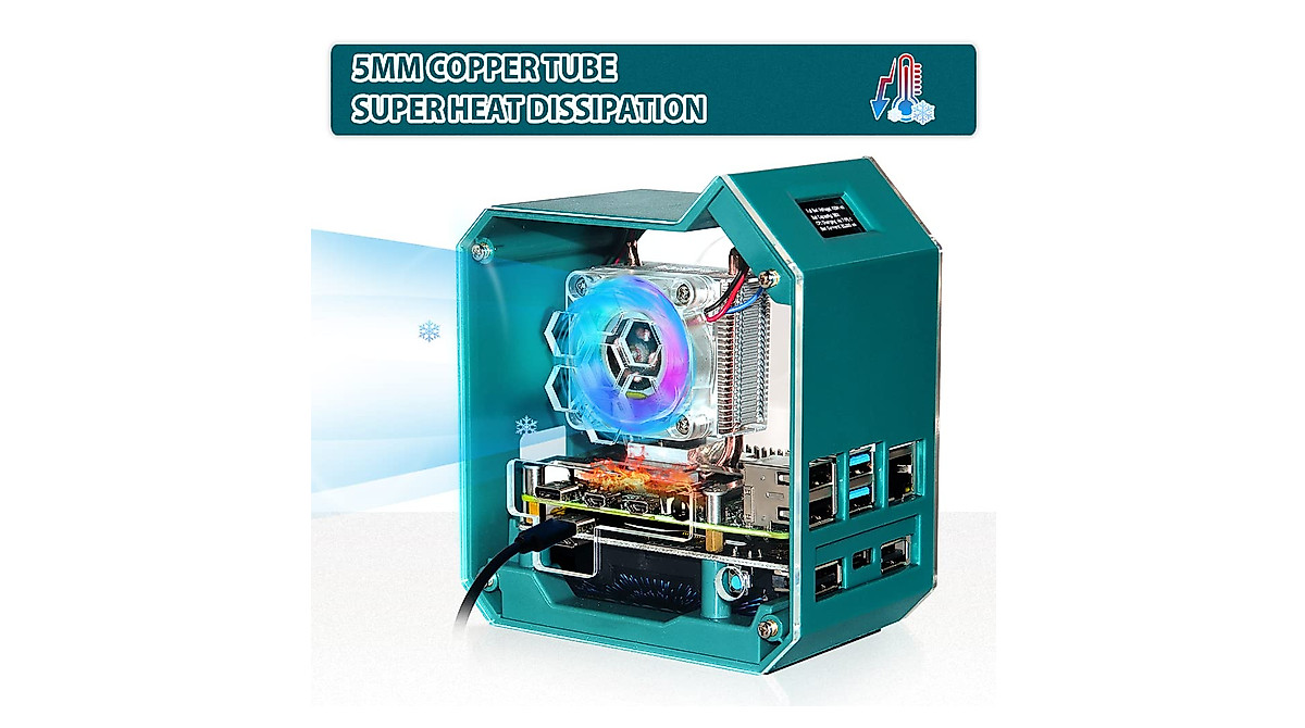 GeeekPi Mini Tower Case for Raspberry Pi 4 with UPS