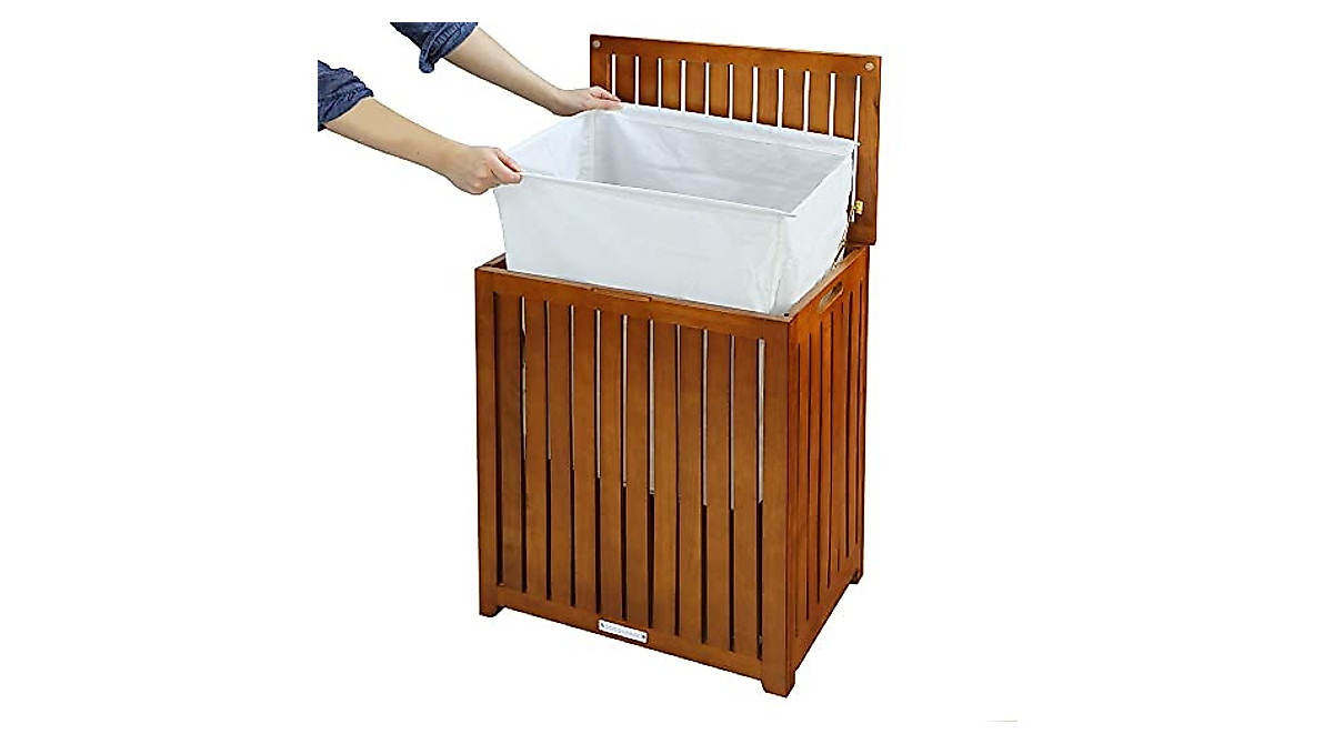 Elegant Oceanstar Solid Wood Spa Hamper for Stylish Homes