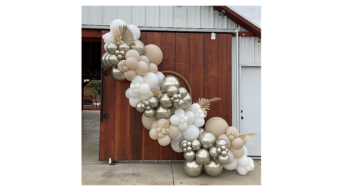 Sand White Gold Balloon Arch Kit for Weddings & Baby Showers