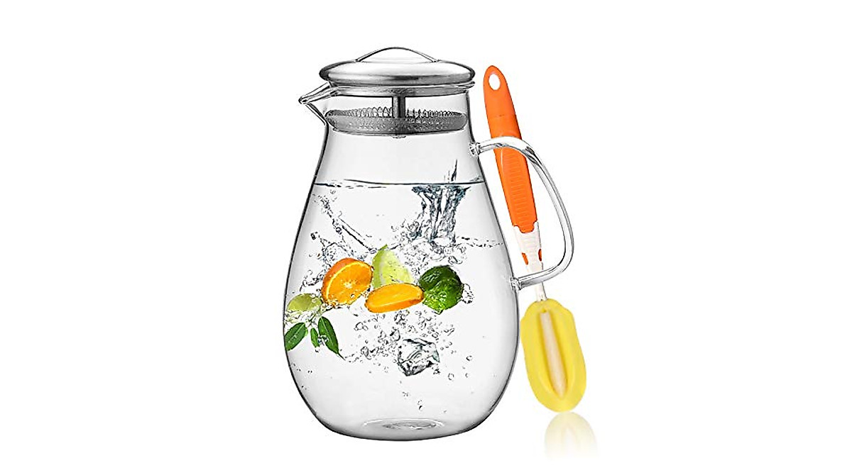 Hiware 64oz Glass Pitcher with Lid – Durable & Versatile Beverage Carafe