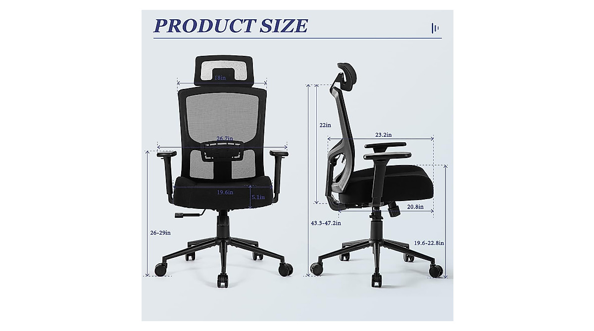 Heavy Duty Big & Tall Office Chair - Ergonomic Swivel Chair 500lbs Support