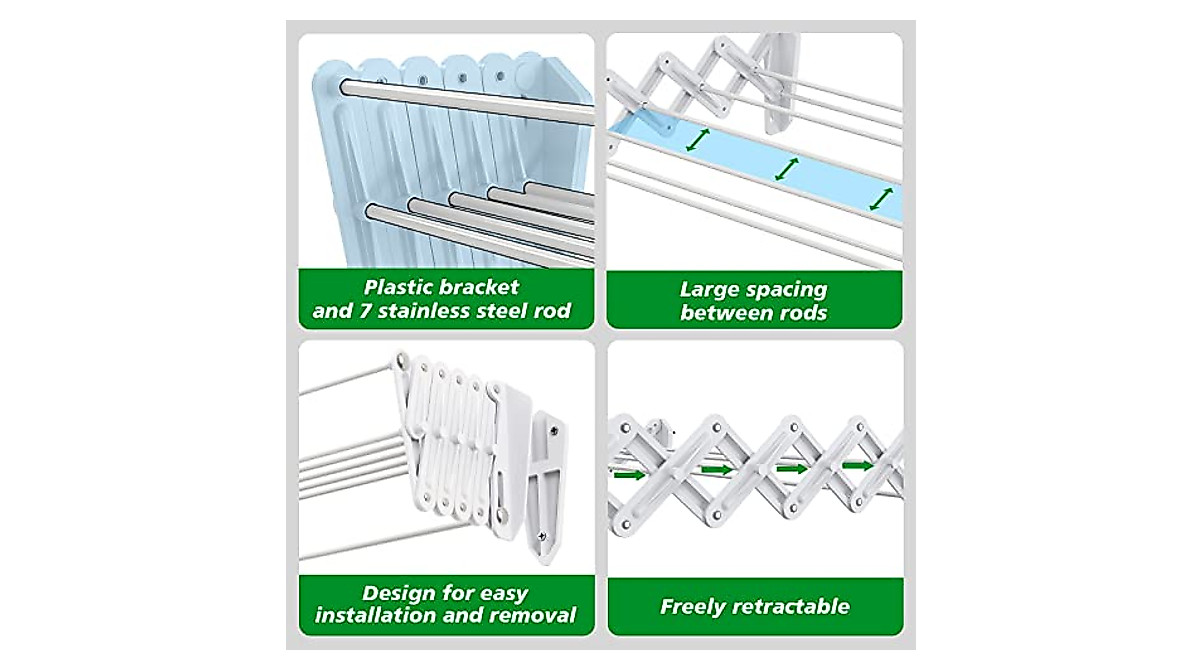 NUTSAAKK Wall Mounted Drying Rack - Foldable & Durable