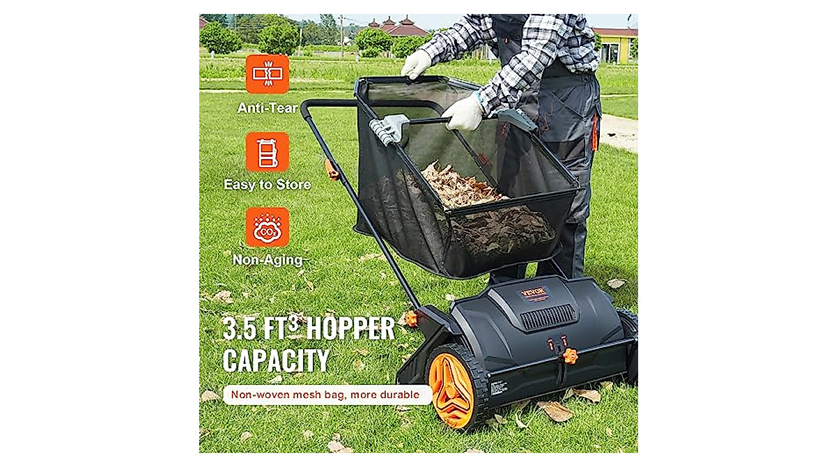 VEVOR 21-Inch Push Lawn Sweeper for Easy Yard Cleanup