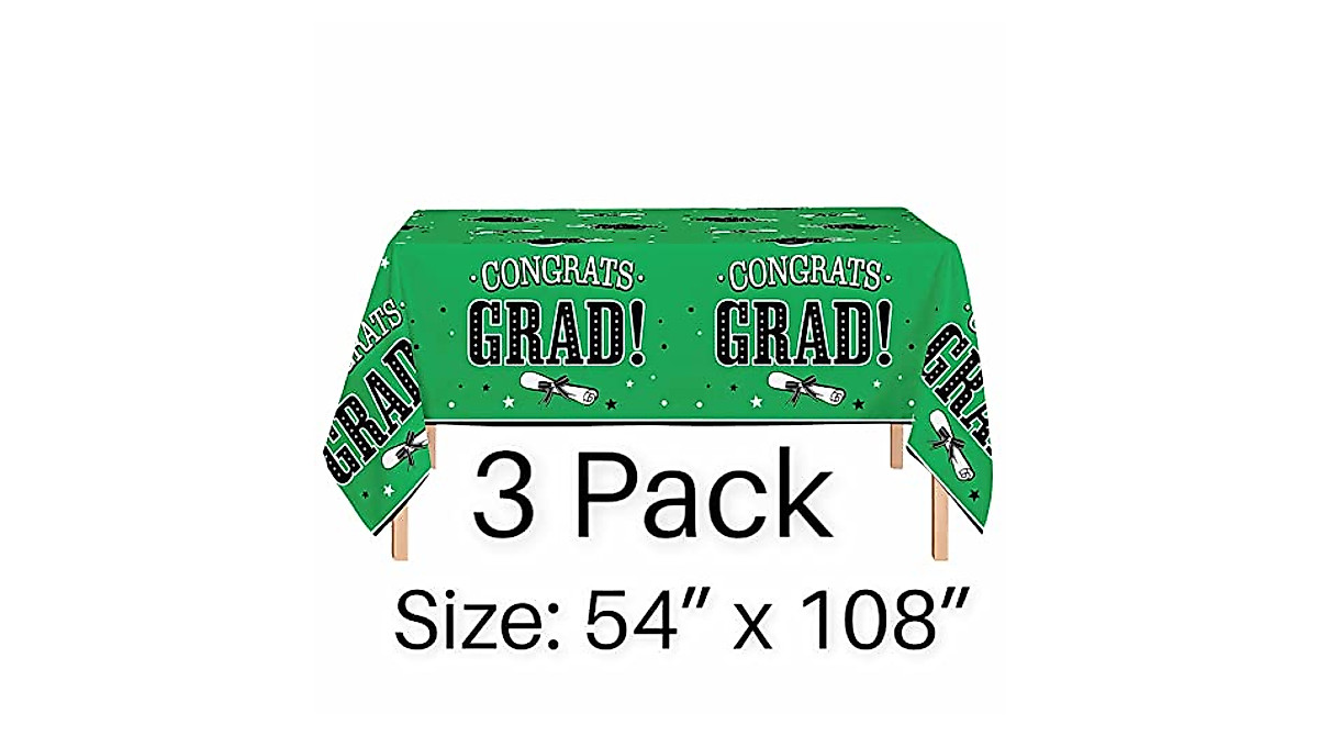 Oojami 3 Pack Graduation Table Covers & Banner - Green Celebration