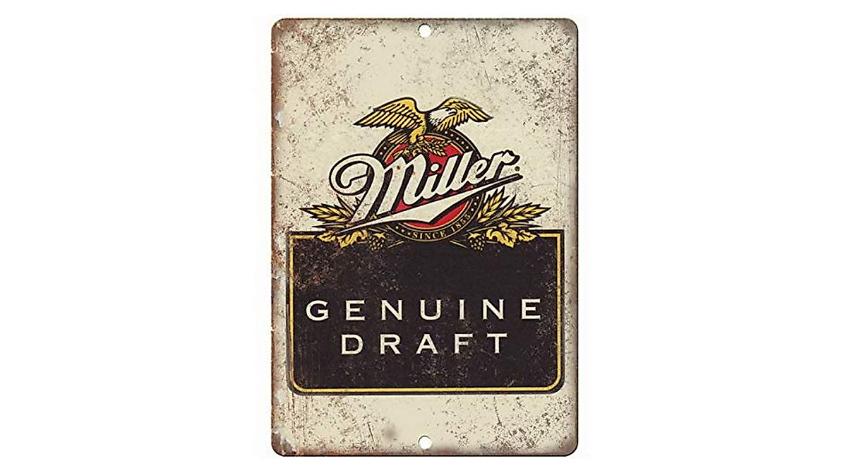 Vintage Miller Draft Beer Metal Sign - Retro Pub Decor 8x12 Inches