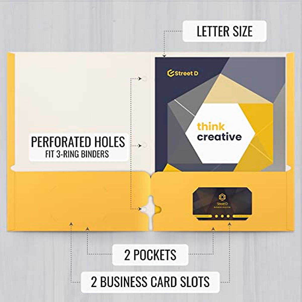 Two Pocket Portfolio Folders 50-Pack Dark Yellow Letter Size...