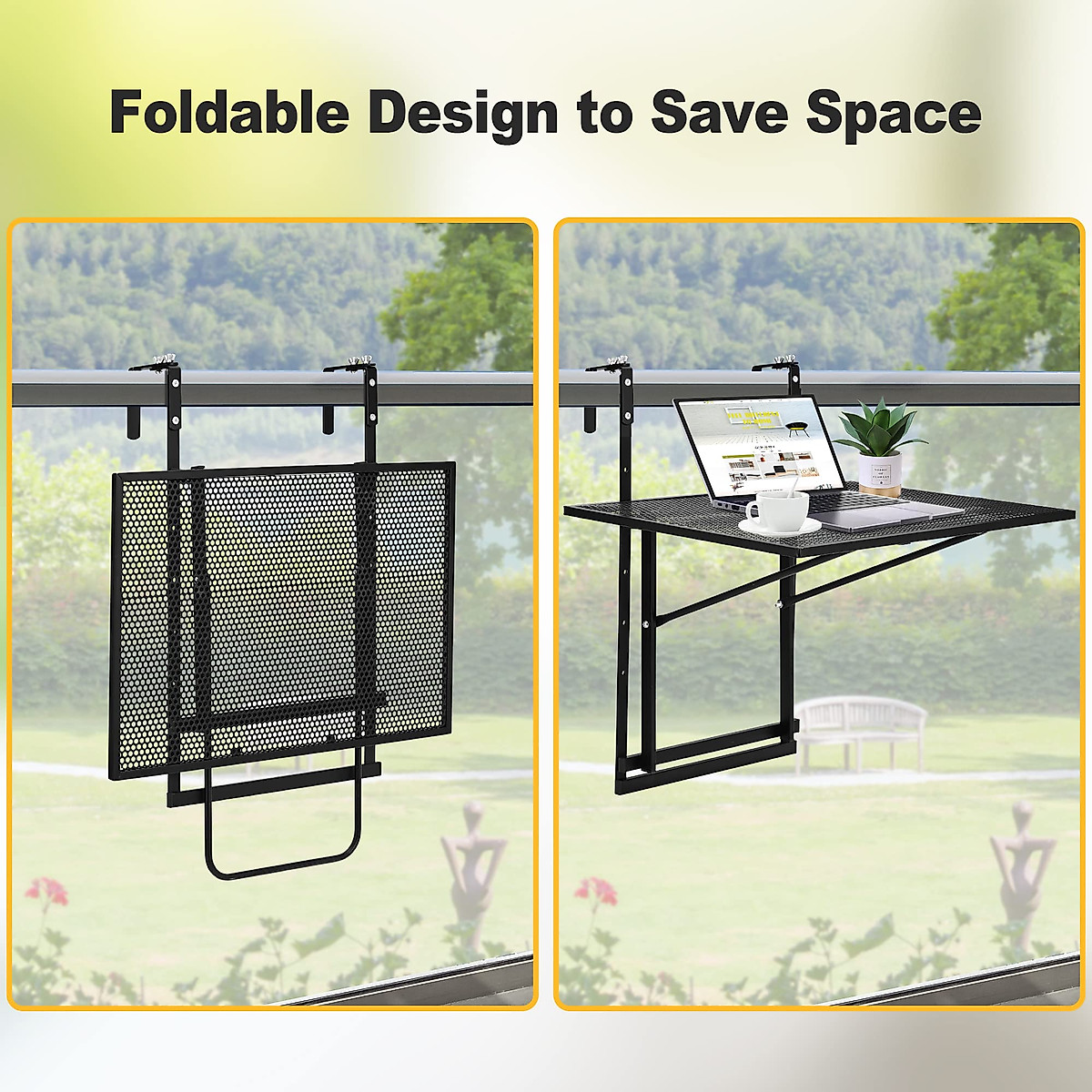 Adjustable Folding Balcony Railing Table - Eusuncaly