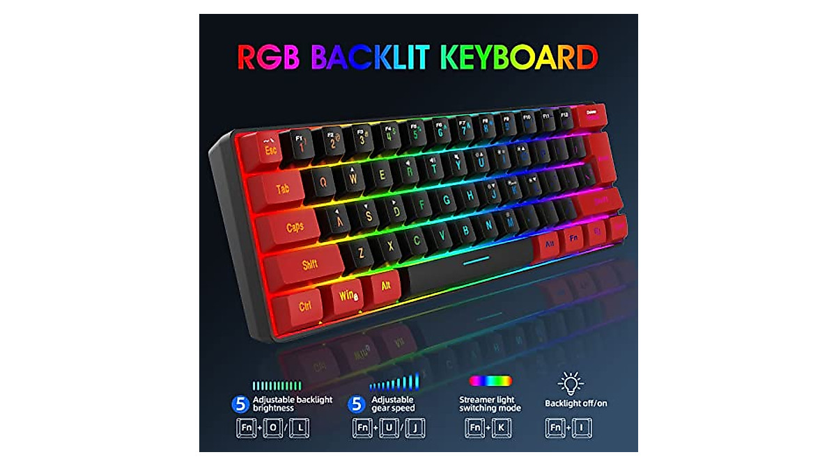 Snpurdiri 60% Wired Gaming Keyboard with RGB Backlight