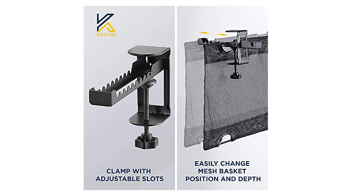 Under Desk Mesh Cable Management Tray - No Drill Organization Solution