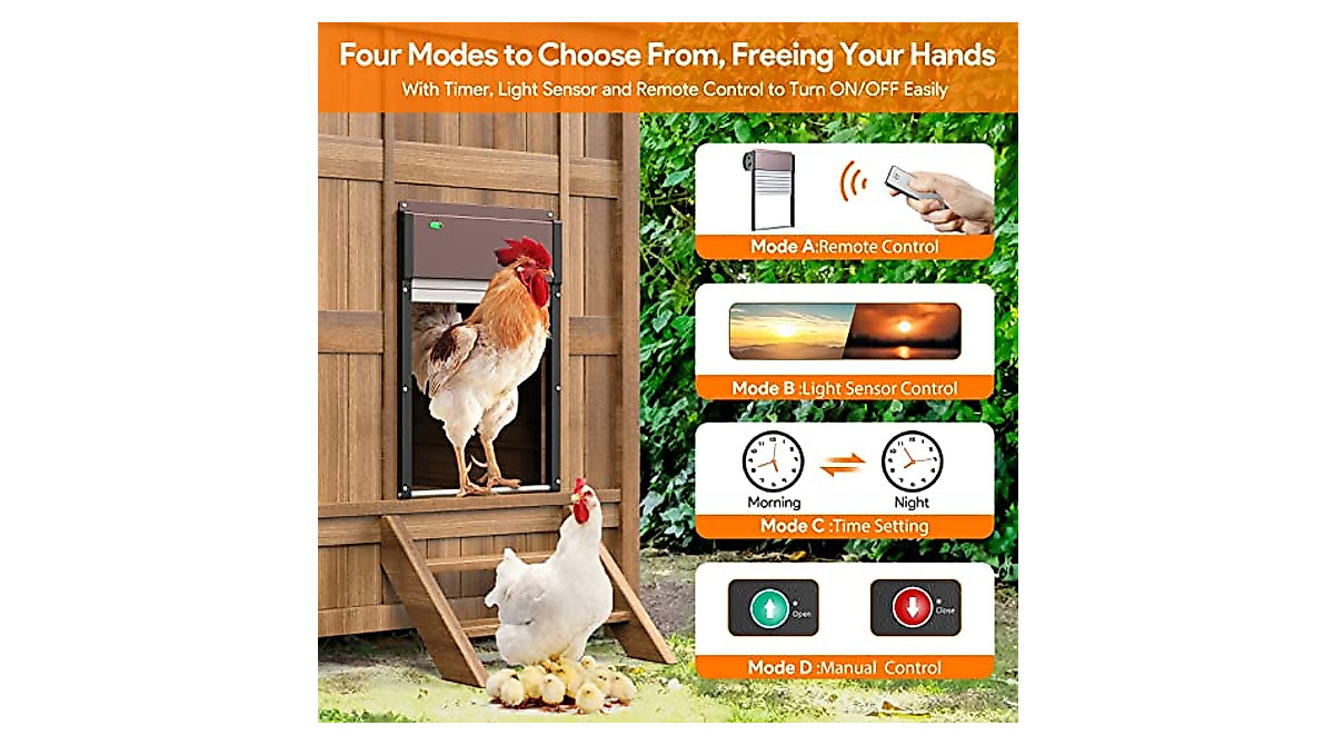 Solar Powered Auto Chicken Coop Door with Remote Control