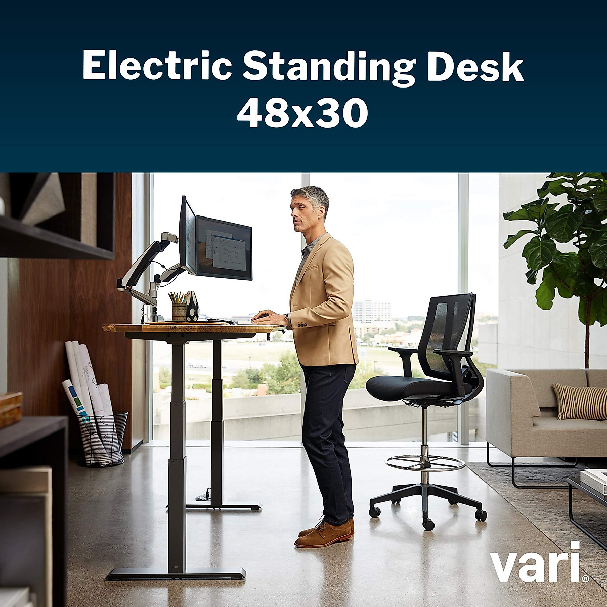 Vari Electric Standing Desk | White Adjustable Computer Desk 60x30