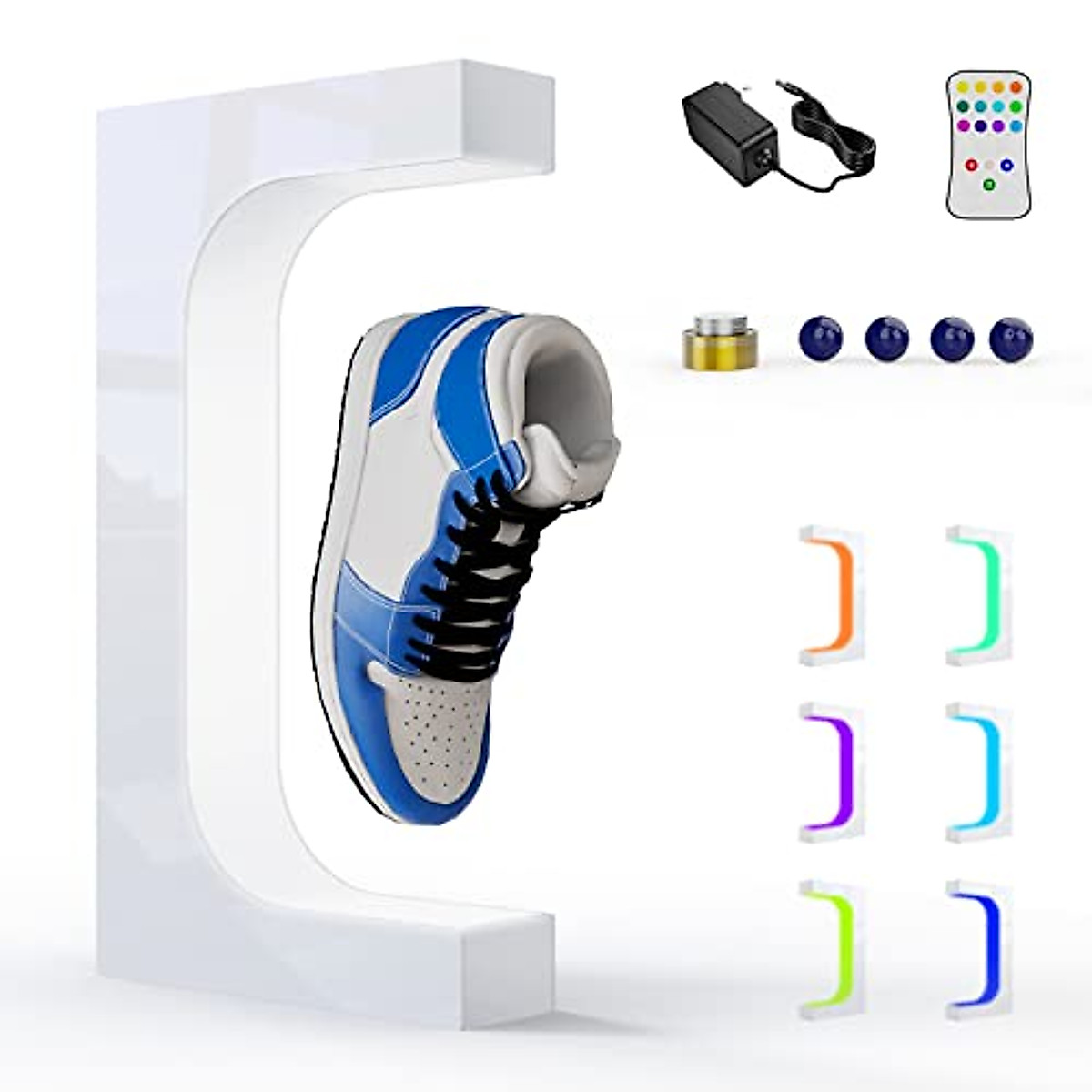 Levitating Shoe Display with RGB Lights and 360° Rotation