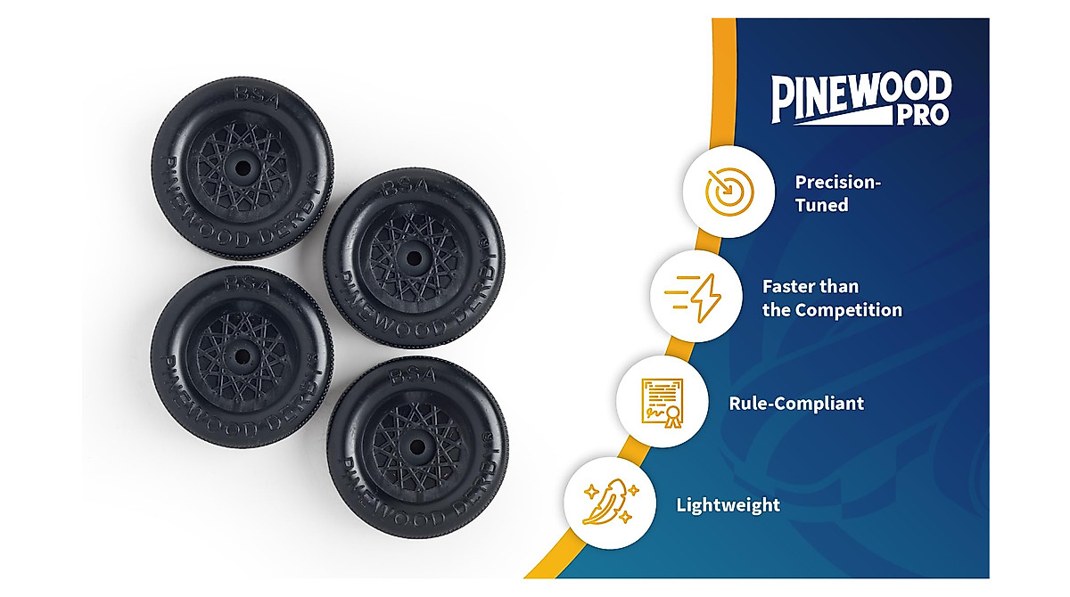BSA Speed Wheels - Ultra-Fast Lightly Lathed for Pinewood Derby Racing