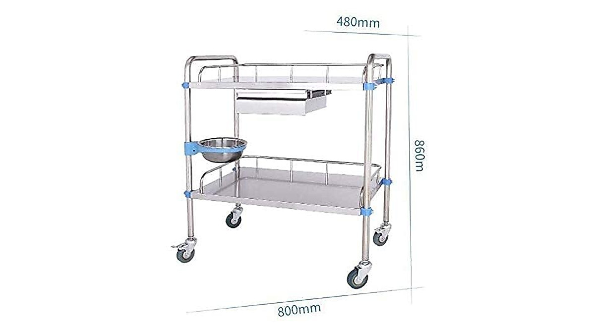 JYDQM Stainless Steel Double Trolley for Medical & Beauty Use