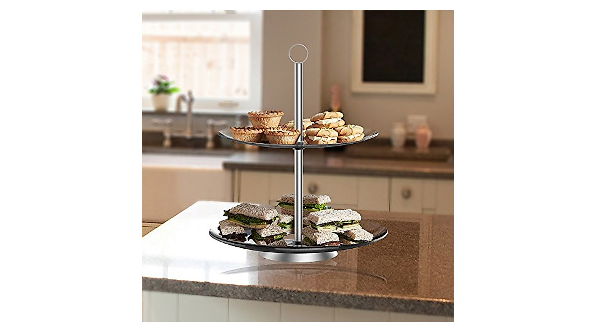 Chef Buddy 2-Tier Glass Dessert Tower - Elegant Food Display Stand