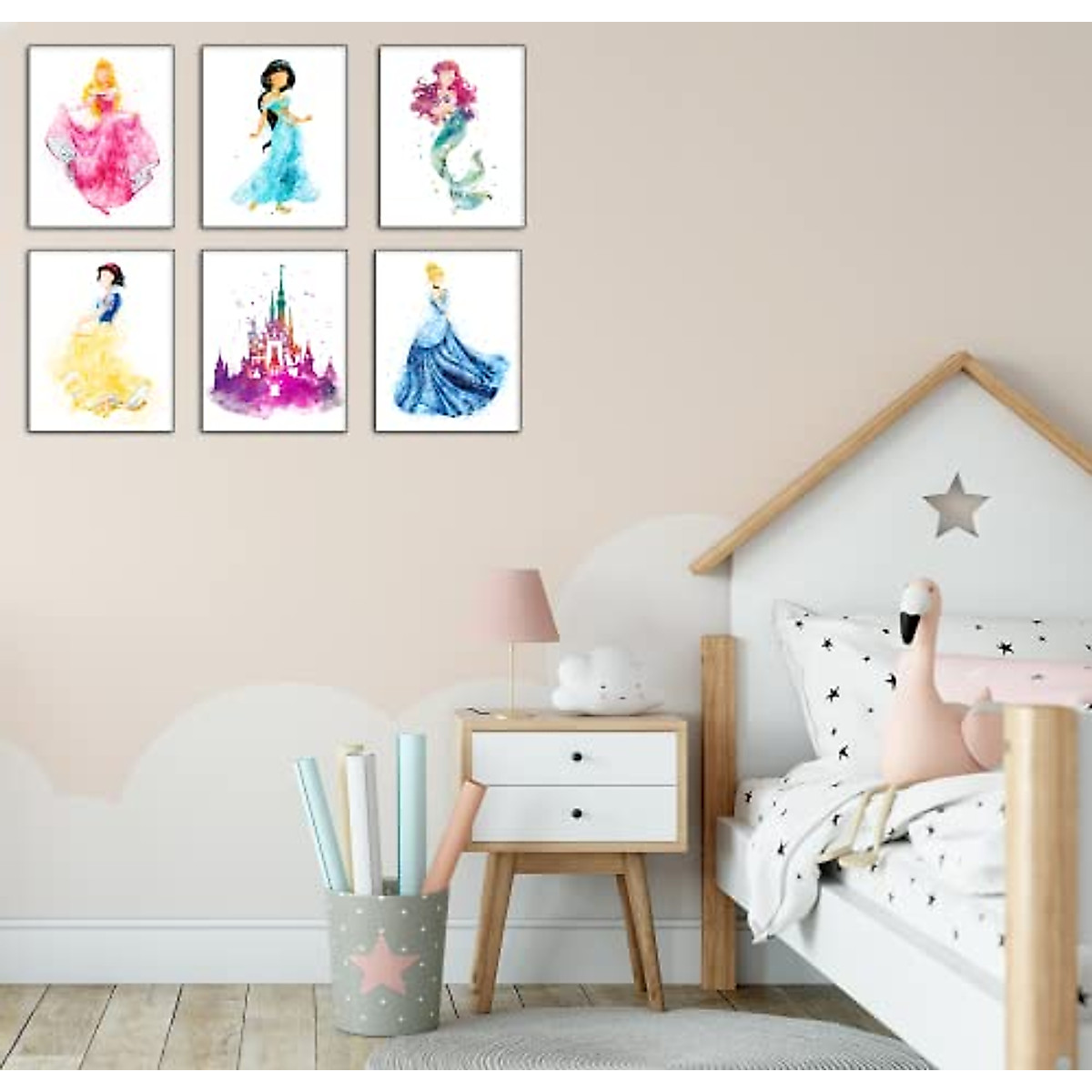 Princess Wall Decor & Art Prints for Girls Room (Set of 6)