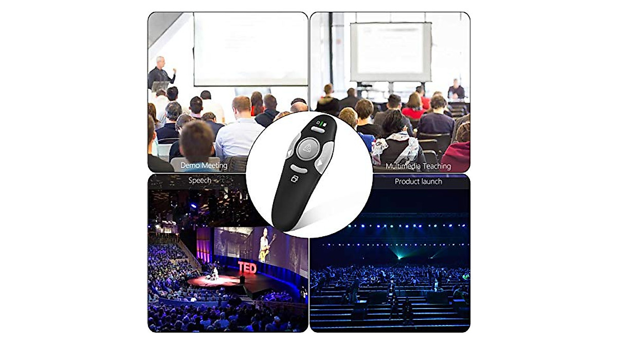 Wireless Presentation Clicker with Laser & USB Receiver | KUIYN K100B
