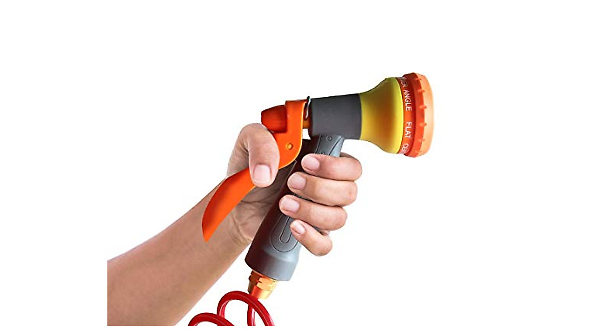 TABOR TOOLS Coil Garden Hose - Retractable, 8-Pattern Spray, 25 Feet